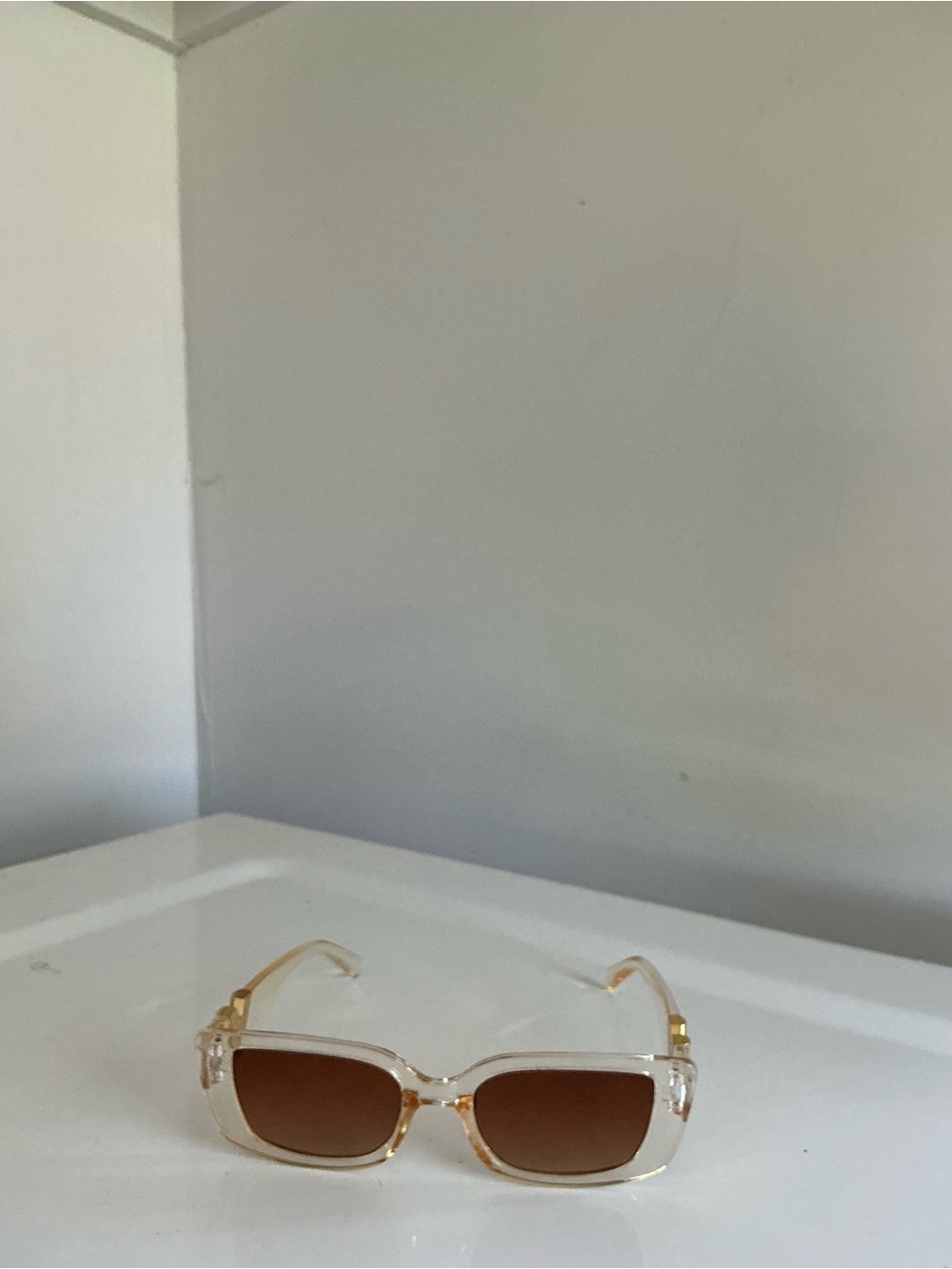 Clear Frame Sunglasses with Brown Gradient Lenses for Women
